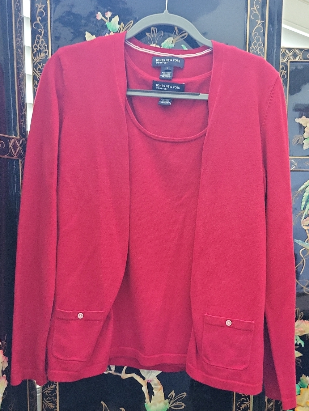 Jones New York Women’s Red Open-Front Blazer with Matching Shell